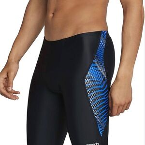 Speedo Men's Black and Patterned Swim Trunks
